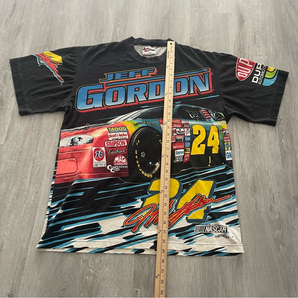 vintage 90s JEFF GORDON ALL-OVER PRINT T-Shirt Size Large AOP NASCAR RACING - Picture 4 of 5
